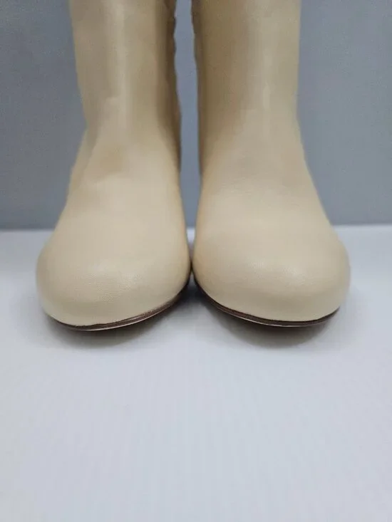 Sam Edelman Shauna Knee High Boot Womens 9 Eggshell Cream Leather Stiletto Heel - Picture 9 of 16